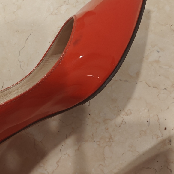 Jimmy Choo Red/Orange Patent Kitten Heels - Size 37 EU (6.5 US) - Picture 10 of 12